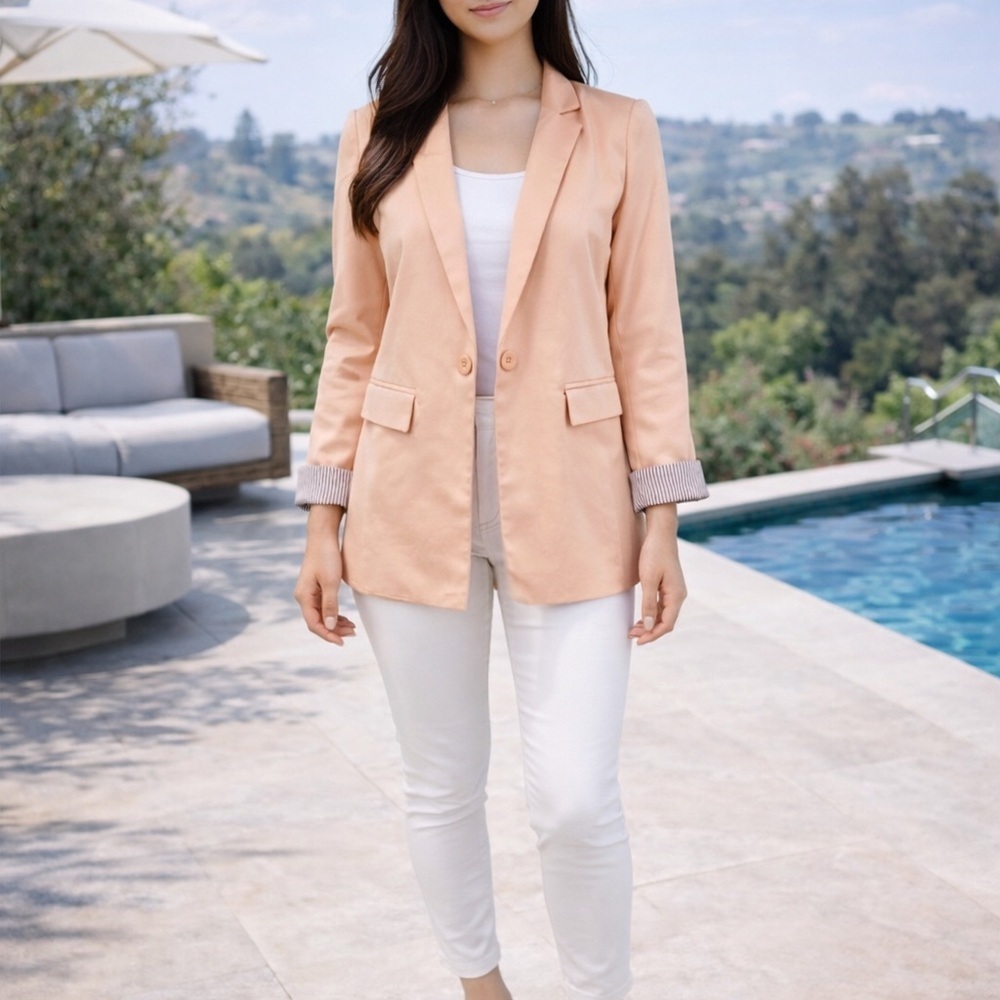 Tcec Pink Skinny-Lapel Blazer Size Medium
